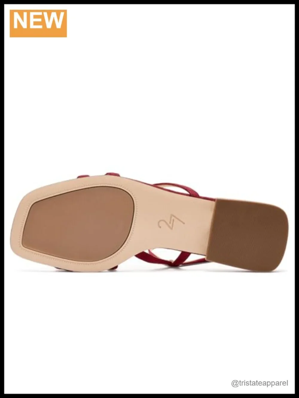 Leather Slingback Sandals Low Stacked Heel Open Square Toe Buckle